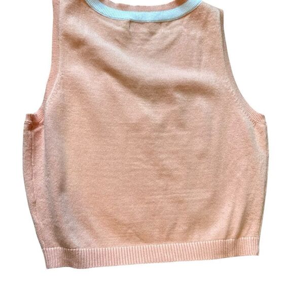 Tilly’s Blue Blush Cropped Coral Varsity Sweater Vest - Picture 2 of 4